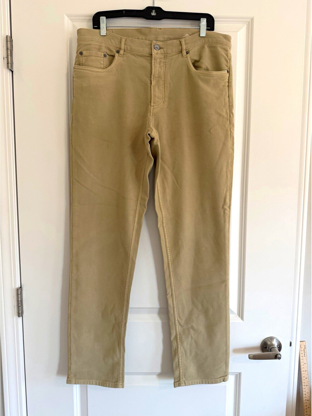 Faherty Brand Men's Size 35x31 Khaki Tan Five-Pocket Stretch Twill Slim Pants